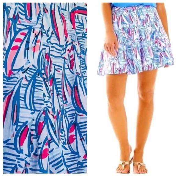 Lilly Pulitzer Ava Skirt, Size 2, Red Right Return print. Sailboats. - Picture 1 of 8